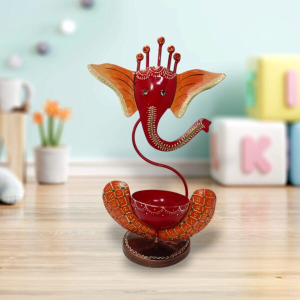 Orange Ganesha T-Light Handicraft Decoration